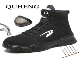 Foto van Schoenen quheng waterproof winter men boots with fur warm snow women work casual shoes sneakers safe