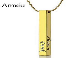 Foto van Sieraden amxiu custom stainless steel bar pendant necklace engrave 1 4 names for women men jewelry p
