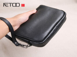 Foto van Tassen aetoo men s leather handbag long wallet trend head soft large capacity mobile phone bag