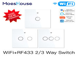 Foto van Elektrisch installatiemateriaal 2020 new wifi rf433 smart touch switch 2 3 way life tuya app control
