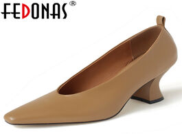 Foto van Schoenen fedonas classic design pumps women spring autumn genuine leather party office basic shoes w