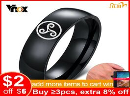 Foto van Sieraden vnox free engraving triskele spiral symbol ring personalized wedding bands for men women bl