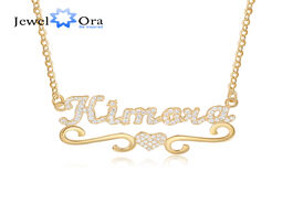 Foto van Sieraden customized letter nameplate pendant with heart personalized full zirconia paved name neckla