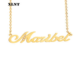 Foto van Sieraden xlnt maribel zirconia name necklace custom letters stainless pendant chain gold silver men 