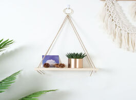 Foto van Huis inrichting wall decorative shelf household wood swing hanging rope indoor mounted floating shel