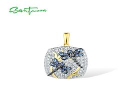 Foto van Sieraden santuzza silver pendant for women genuine 925 sterling sparkling cz elegant blue dragonfly 