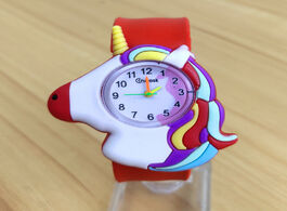Foto van Horloge dropship cartoon reloj color pony boy girl watch kids sports quartz flap wristwatch baby chr