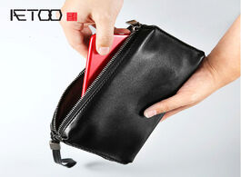 Foto van Tassen aetoo leather long zipper wallet handbag grab bag casual men s retro hand