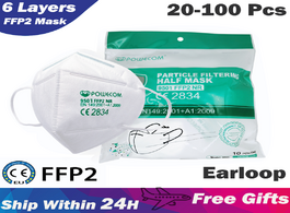 Foto van Beveiliging en bescherming powecom ffp2 face mouth mask 6 layers ce certification filter respirator 