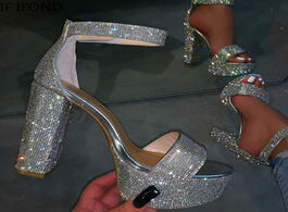 Foto van Schoenen if ifond women fashion shinning glitter silver rhinestone pumps sexy ankle strap buckle thi