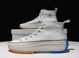 Foto van Schoenen white print platform high top non slip geared lace up canvas shoes street trend patchwork v
