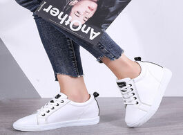Foto van Schoenen genuine leather platform shoes for women wedge sneakers lace up casual white woman