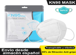 Foto van Beveiliging en bescherming 50 pcs kn95 masks for adults 5 layers breathable comfortable non woven fa
