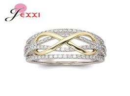 Foto van Sieraden new cross infinity ring fashionable style 925 sterling silver transparent clear zircon fema