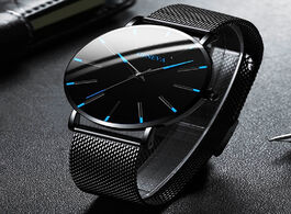 Foto van Horloge 2020 men s watch ultra thin stainless steel business mesh belt quartz wristwatch male clock 