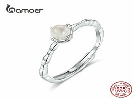 Foto van Sieraden bamoer natural moonstone ring genuine 925 sterling silver thin finger band for women bohemi