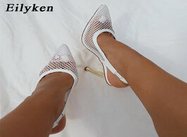 Foto van Schoenen eilyken fashion white stripper high heels pumps sexy hollow out mesh thin heeled party wedd