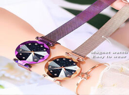 Foto van Horloge luxury starry sky stainless steel mesh bracelet watches for women crystal analog quartz wris
