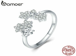 Foto van Sieraden bamoer shining authentic 925 sterling silver daisy clear cz adjustable finger rings for wom