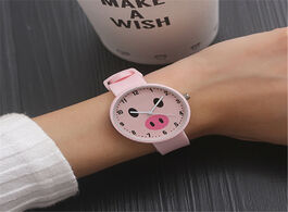Foto van Horloge cartoon watch cute pink pig childrens watches soft safety silicone clock fashion kids boy gi