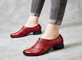 Foto van Schoenen gktinoo retro thick heel shoes women pumps fashion side zipper genuine leather casual ladie