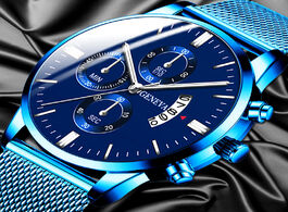 Foto van Horloge 2020 men s fashion business calendar watches luxury blue stainless steel mesh belt analog qu