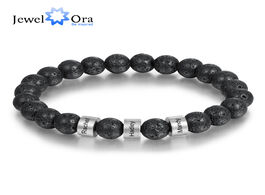 Foto van Sieraden personalized stainless steel beaded chain name engravd bracelets for men customized lava ti