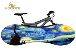 Foto van Sport en spel hssee oil painting series bicycle cover high quality elastic fabric road bike indoor d
