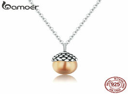 Foto van Sieraden bamoer shining acorn short necklace for women 925 sterling silver cz luxury brand jewelry 2