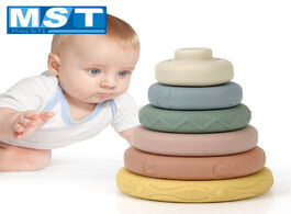 Foto van Speelgoed 6pcs set colorful soft plastic building blocks toys 3d touch baby massage rubber teether s