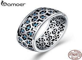 Foto van Sieraden bamoer 100 925 sterling silver petals of love sweet clover blue cz finger rings for women e