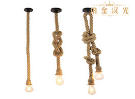 Foto van Lampen verlichting hemp rope pendant lights vintage retro personality industrial hanging lamp for lo