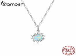 Foto van Sieraden bamoer authentic 925 sterling silver white opal sun pendant necklace for women chain link n