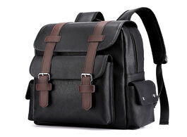Foto van Tassen korean version of large capacity backpack soft pu leather waterprof wearable men s laptop bag