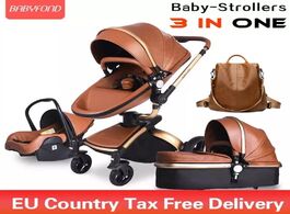 Foto van Baby peuter benodigdheden brand newborn pram babyfond 3 in 1 luxury stroller pu leather two way push