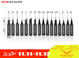 Foto van Gereedschap newacalox 16pcs lot 900m t lead free black metal soldering iron tips for 936 937 938 858