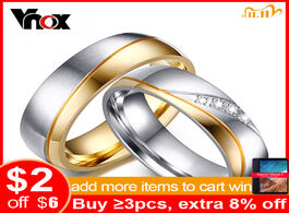 Foto van Sieraden vnox rings for women man wedding ring gold color 316l stainless steel promise couple jewelr