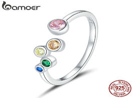 Foto van Sieraden bamoer sterling silver 925 signet ring colorful bubbles open finger rings for women free si