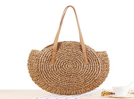 Foto van Tassen new style simple round shoulder straw bag woven beach fashion women s inside patch handbags l
