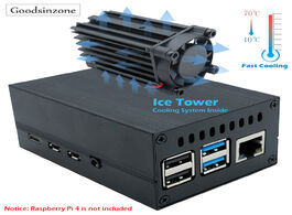 Foto van Computer raspberry pi 4 aluminum case mini ice tower cooling system with 25mm quiet fan heatsink kit