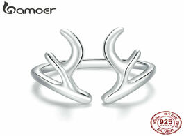 Foto van Sieraden bamoer 925 sterling silver simple antlers adjustable finger rings for women stackable korea