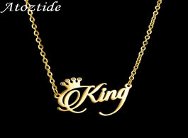 Foto van Sieraden atoztide new custom personalized name diamond crown stainless steel necklaces for women nam