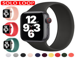 Foto van Horloge solo strap for apple watch 6 5 se band silicone 40mm 44mm elastic bands sport iwatch series 