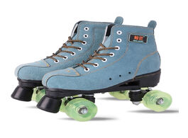 Foto van Sport en spel japy artificial leather roller skates green double line men adult two skating shoes pa