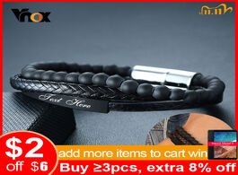 Foto van Sieraden vnox free custom men s genuine leather bracelets multi layer personalize info wrap bangle g