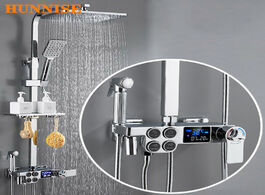Foto van Woning en bouw digital shower set polished chrome bathroom mixer luxury thermostatic system solid br