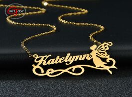 Foto van Sieraden goxijite personalized name fairy angel necklace for women stainless steel custom gold penda