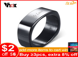 Foto van Sieraden vnox free engraving name stylish square shape ring for men customized info personalized mal