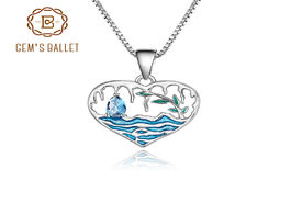 Foto van Sieraden gem s ballet natural swiss blue topaz lake willow pendant necklace 925 sterling silver hand