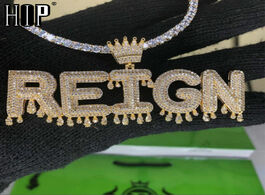 Foto van Sieraden hip hop custom name cubic zircon crown drip iced out bubble letters chain pendants necklace